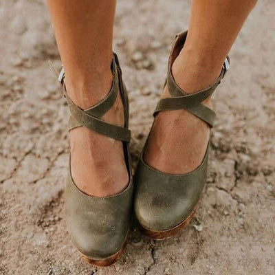 Jacqueline | Damen Plateau Schuhe Mit Schnallenriemen