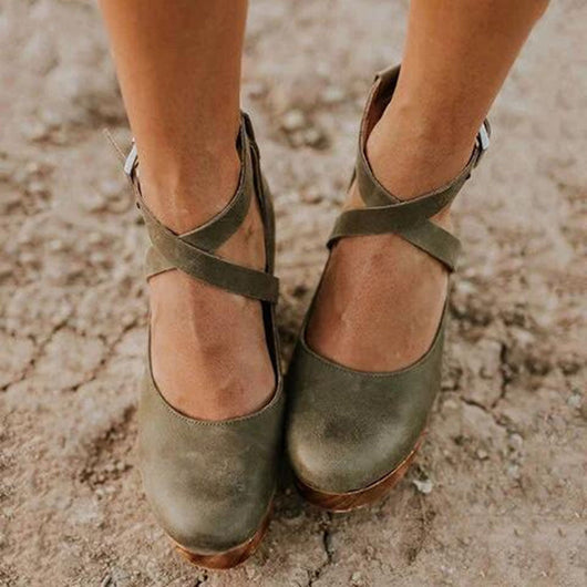 Jacqueline | Damen Plateau Schuhe Mit Schnallenriemen