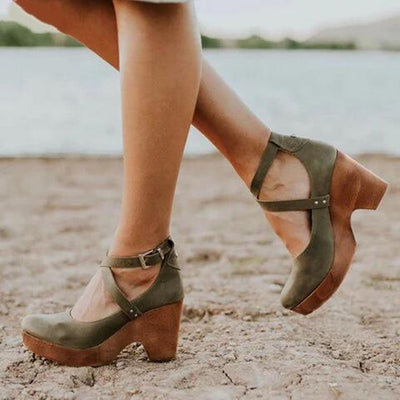 Jacqueline | Damen Plateau Schuhe Mit Schnallenriemen