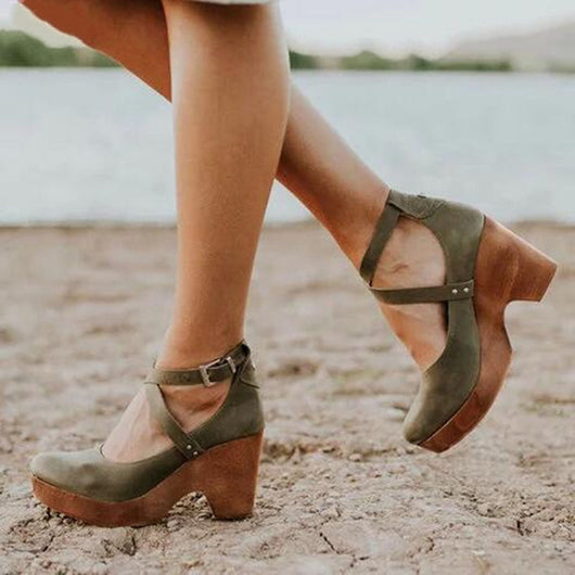 Jacqueline | Damen Plateau Schuhe Mit Schnallenriemen