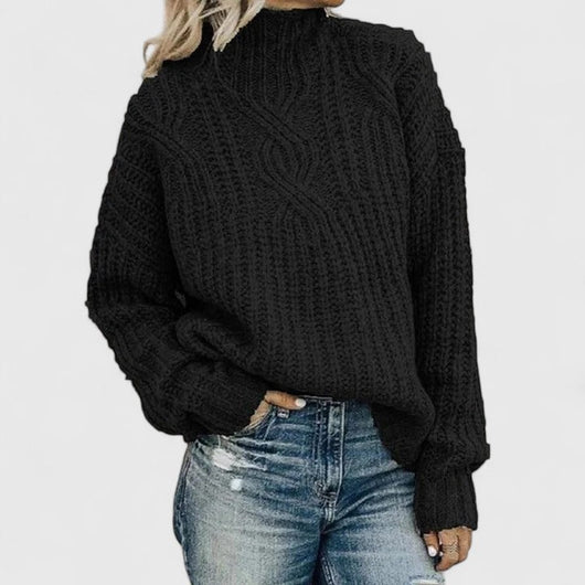 Andreas | Damen Gerippter Winterpullover mit langen Ärmeln