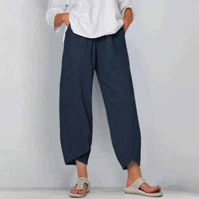 Hanna | Damen Weite Bein Lässige Cropped Hose