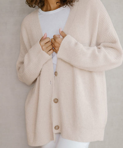Johanna | Damen Oversized Strickjacke mit Knöpfen