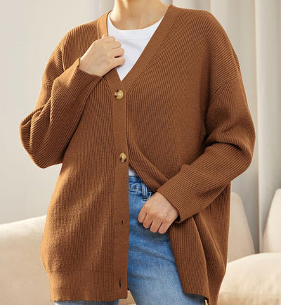 Johanna | Damen Oversized Strickjacke mit Knöpfen