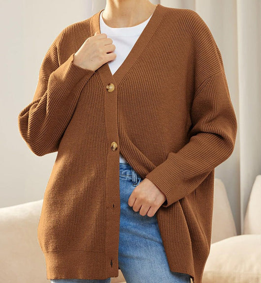 Johanna | Damen Oversized Strickjacke mit Knöpfen