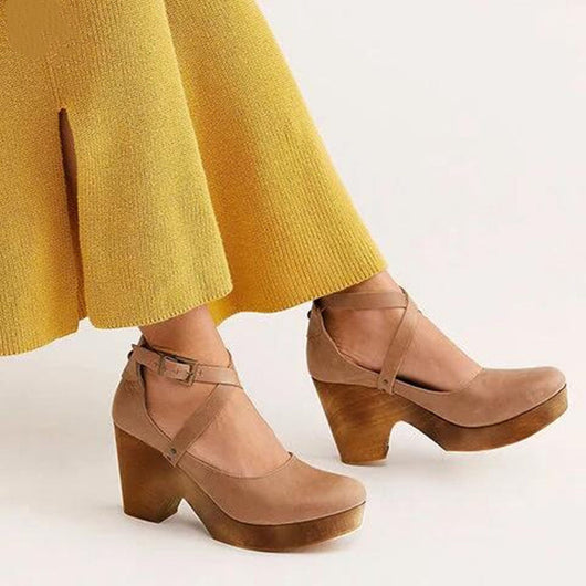 Jacqueline | Damen Plateau Schuhe Mit Schnallenriemen