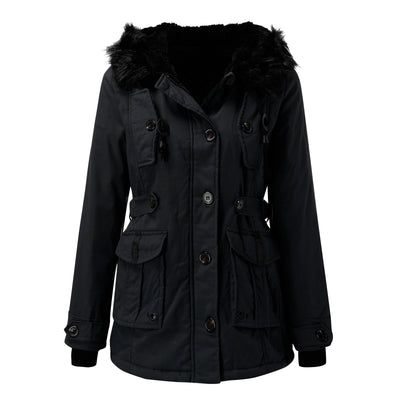 Andrea | Damen Casual Warme Longline Kapuzen Winterjacke