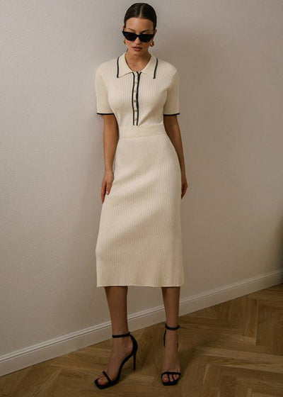 Stefanie | Damen Midikleid mit Polokragen