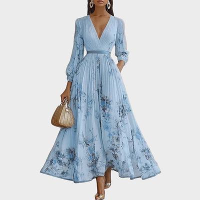 Isabella | Damen Ärmelloses Geplissiertes Blumen Midi Kleid