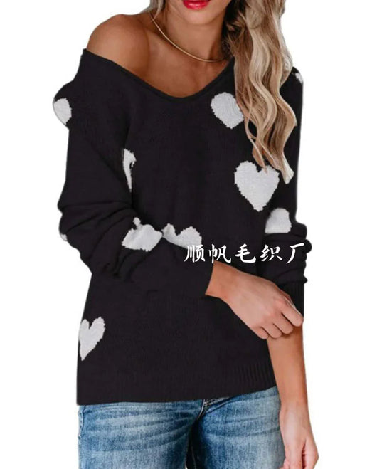 Claudia | Damen-Weihnachtspullover mit Herzmuster