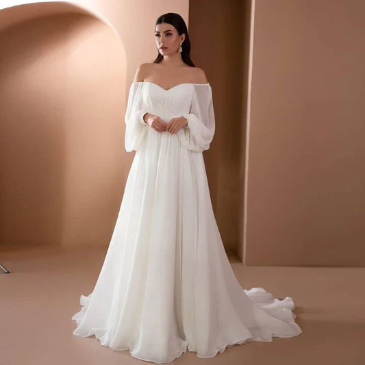 Daniela | Damen Maxikleid für Hochzeitsgäste mit Carmen-Ausschnitt