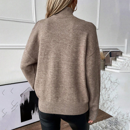 Bettina | Damen Off-Shoulder Rollkragenpullover Aus Strick