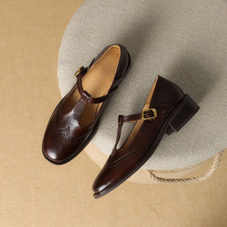 Nadine Leder T-Strap Mary Janes