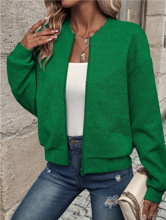 Jessica | Damen Strickjacke mit Reißverschluss und Struktur