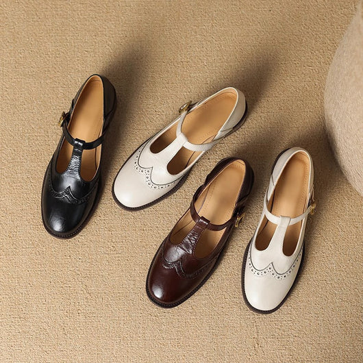Nadine Leder T-Strap Mary Janes