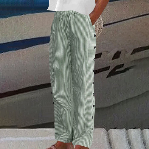 Sera Gestreifte Hose mit Knopfdetail