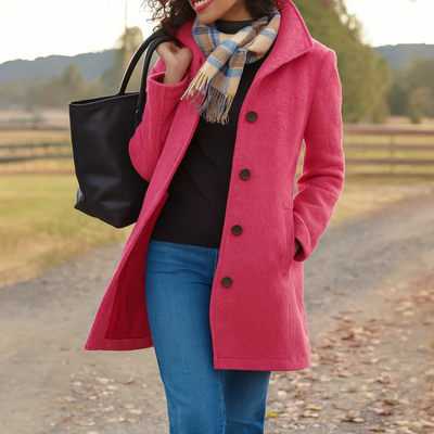 Helga | Damen Klassischer Wintermantel mit Knopfleiste vorne