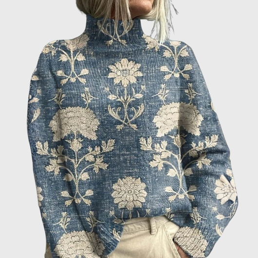 Jacqueline | Damen Pullover Mit Waldprint Und Rollkragen