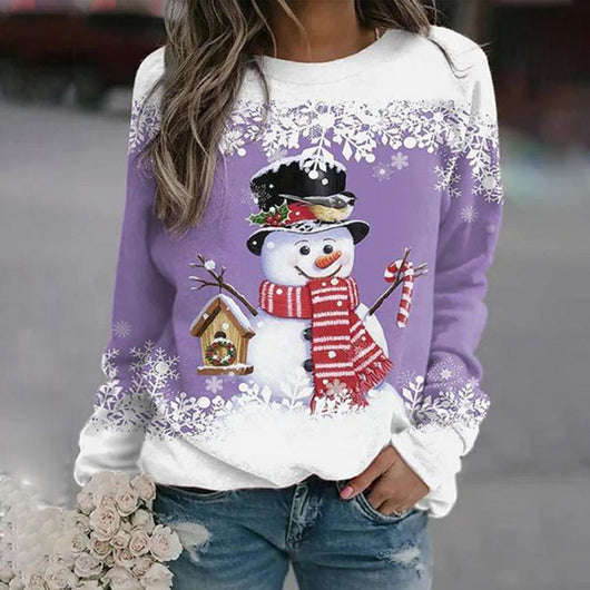 Elfriede | Damen-Weihnachtspullover mit Schneemann-Motiv