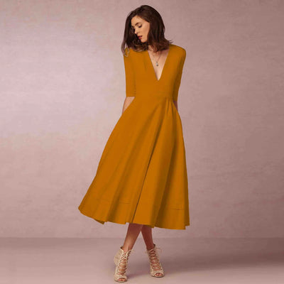 Bettina | Damen Elegantes Fließendes Midi Kleid