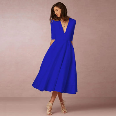 Bettina | Damen Elegantes Fließendes Midi Kleid