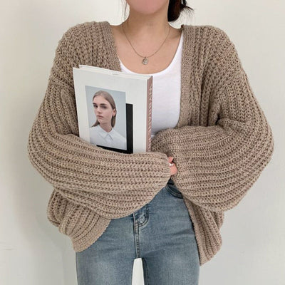 Carmen | Damen Freizeit-Strickjacke mit grobem Strick und offener Vorderseite