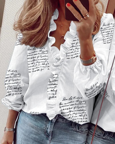 Katharina | Damen Elegante Wickelbluse Mit Rüschenbesatz