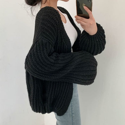 Carmen | Damen Freizeit-Strickjacke mit grobem Strick und offener Vorderseite