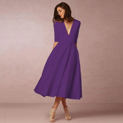 Bettina | Damen Elegantes Fließendes Midi Kleid