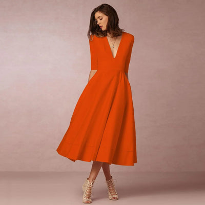 Bettina | Damen Elegantes Fließendes Midi Kleid