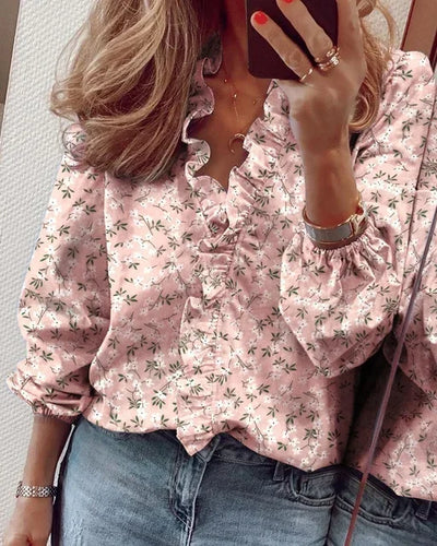Katharina | Damen Elegante Wickelbluse Mit Rüschenbesatz