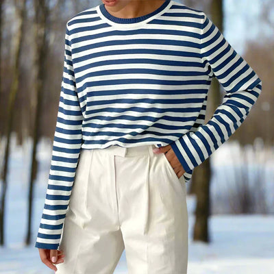 Felicia | Damen Lässiges Gestreiftes Langarmshirt