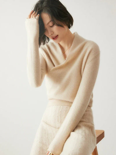 Laura | Damen Eleganter Wickelpullover Mit Überkreuztem Design