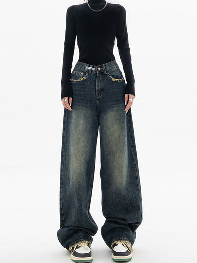 Nadine | Damen Weit Geschnittene Jeans aus Gewaschenem Denim