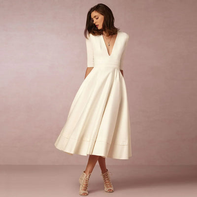 Bettina | Damen Elegantes Fließendes Midi Kleid