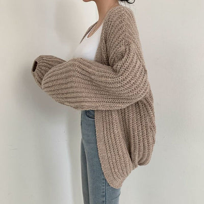 Carmen | Damen Freizeit-Strickjacke mit grobem Strick und offener Vorderseite