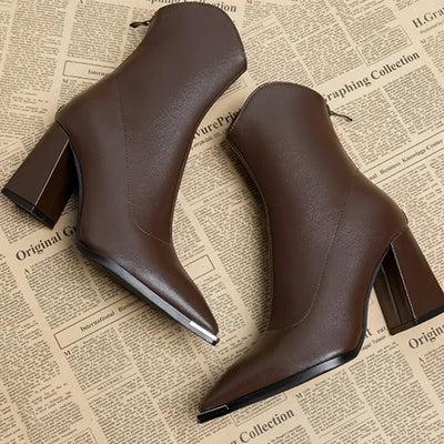 Angela | Damen-Frühjahrs-Stiefeletten mit spitzer Kappe und Absatz