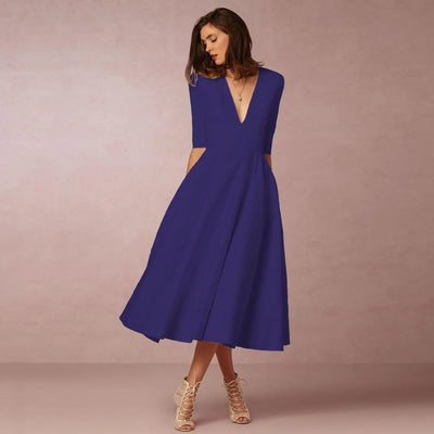Bettina | Damen Elegantes Fließendes Midi Kleid