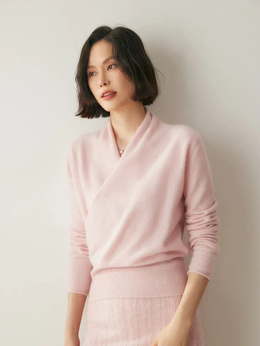 Laura | Damen Eleganter Wickelpullover Mit Überkreuztem Design