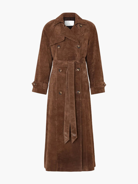 Emilia | Damen Winter Suede Doppelknopf Mantel