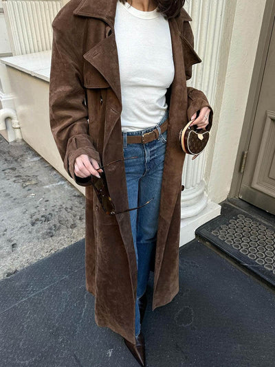 Emilia | Damen Winter Suede Doppelknopf Mantel