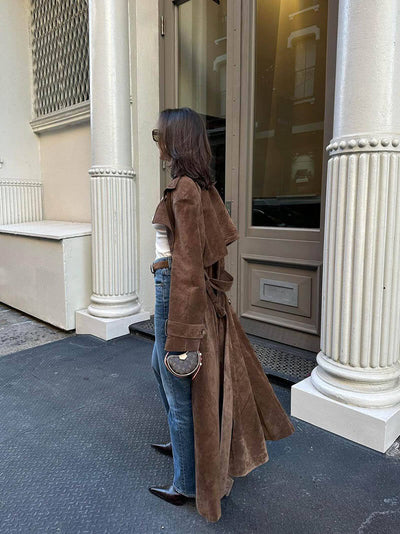 Emilia | Damen Winter Suede Doppelknopf Mantel