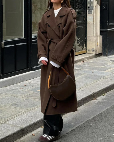 Sabine | Damen Langer Winter-Trenchcoat aus Wolle