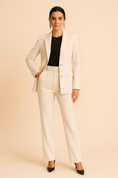 Pauline | Damen Maßgeschneiderter Blazer mit Faltenhose, Zweiteiliges Set