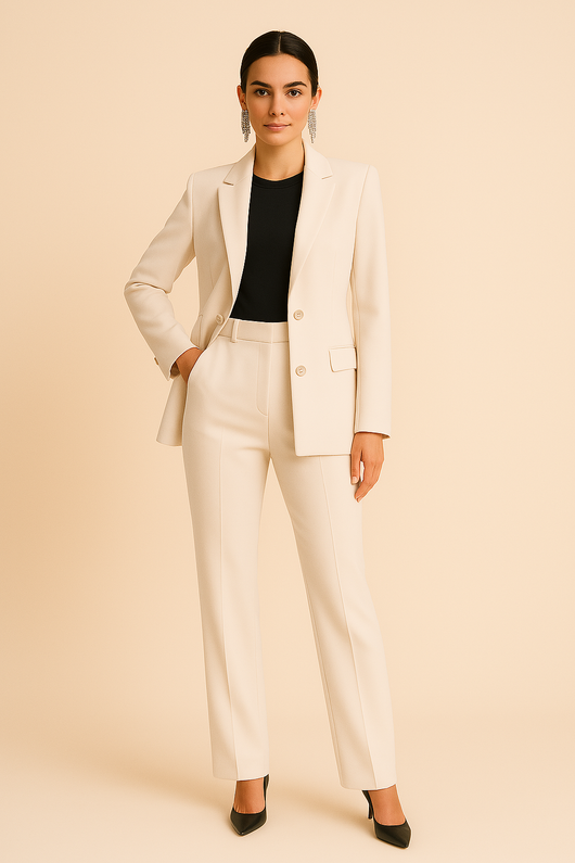 Pauline | Damen Maßgeschneiderter Blazer mit Faltenhose, Zweiteiliges Set