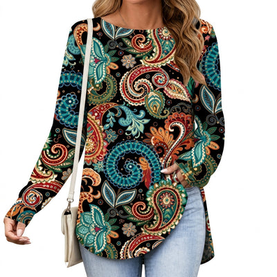 Leonie | Damen Tunika mit buntem Mandala-Druck und 3/4-Ärmeln