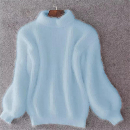 Emilia | Damen Weicher Flauschiger Winterpullover mit hohem Kragen