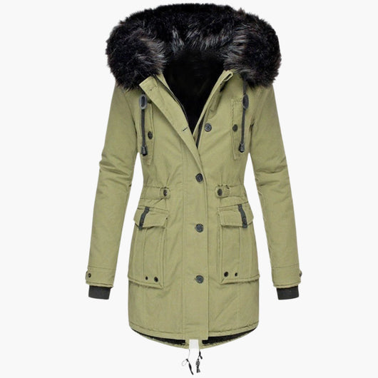 Andrea | Damen Casual Warme Longline Kapuzen Winterjacke