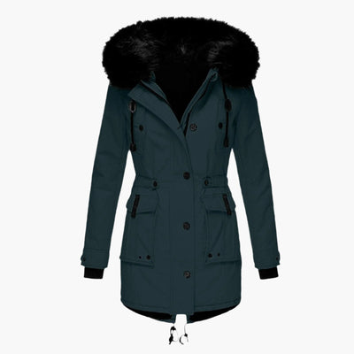 Andrea | Damen Casual Warme Longline Kapuzen Winterjacke