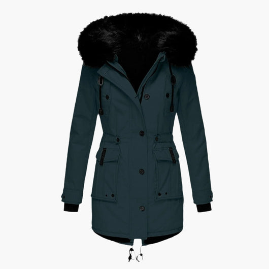 Andrea | Damen Casual Warme Longline Kapuzen Winterjacke